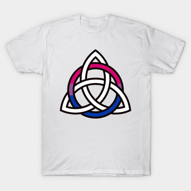 Bisexual Pride Encircled Triquetra T-Shirt by QAFWarlock